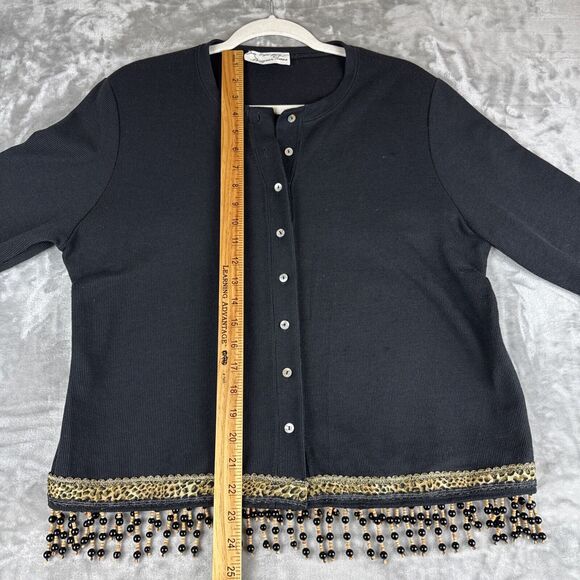 Vintage Judy Myers for Designer Times Cardigan Women's M Black Bead Trim (1068) - Picture 10 of 10